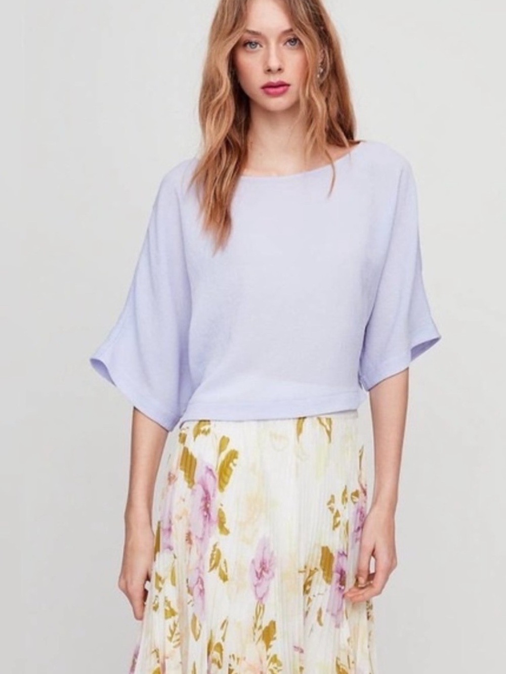 NWT Babaton Blayze Blouse Lagenlook Crepe Lilac Purple Lavendar Oversized
